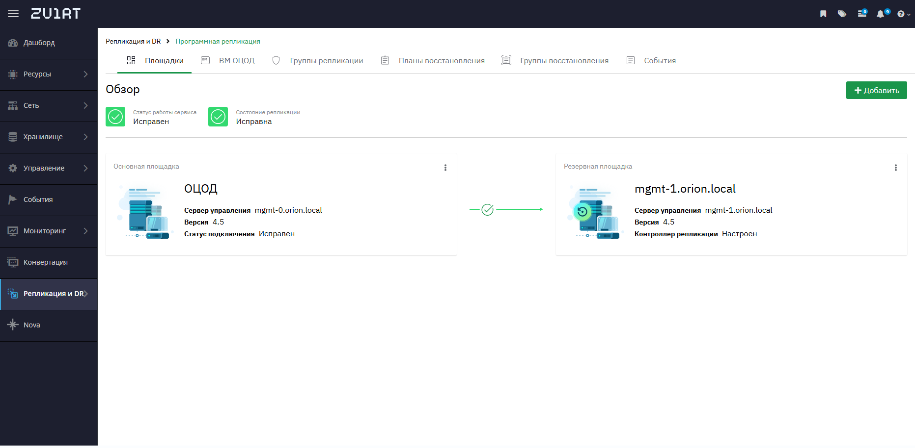 zVirt — репликации