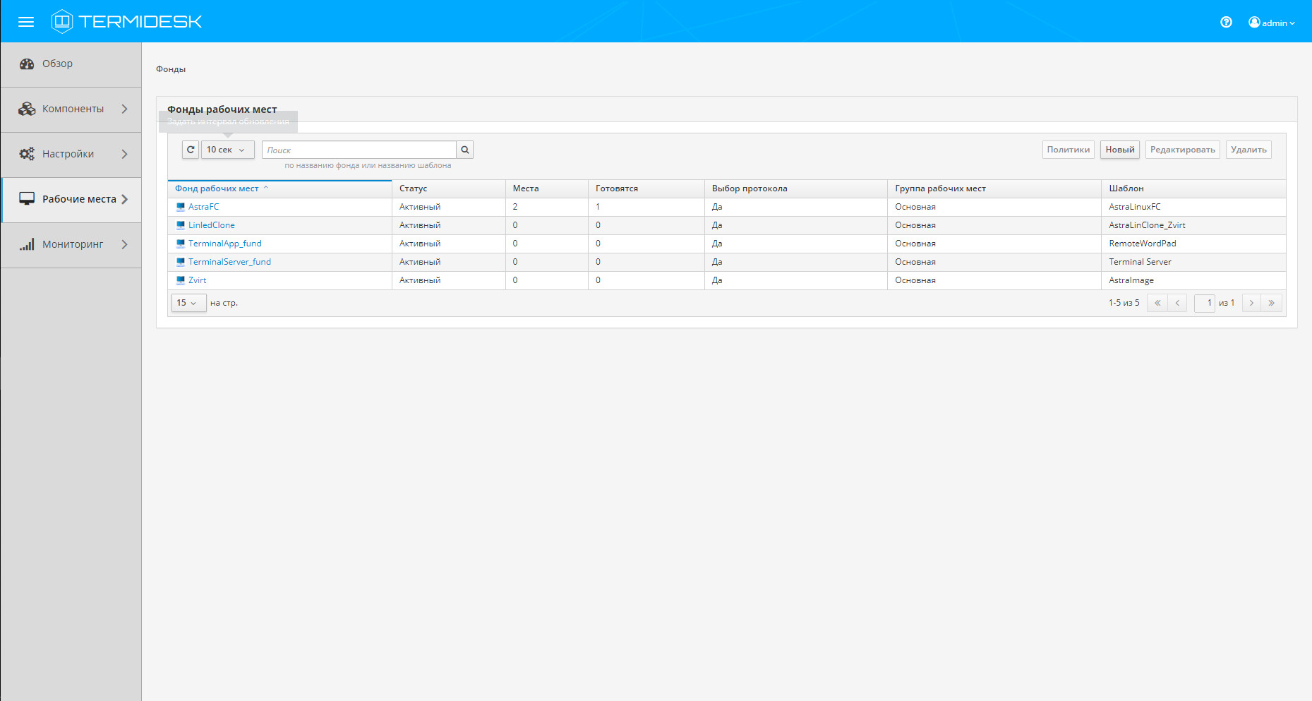 Termidesk — панель управления