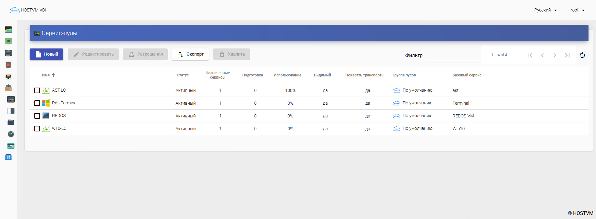 HOSTVM VDI — управление устройствами