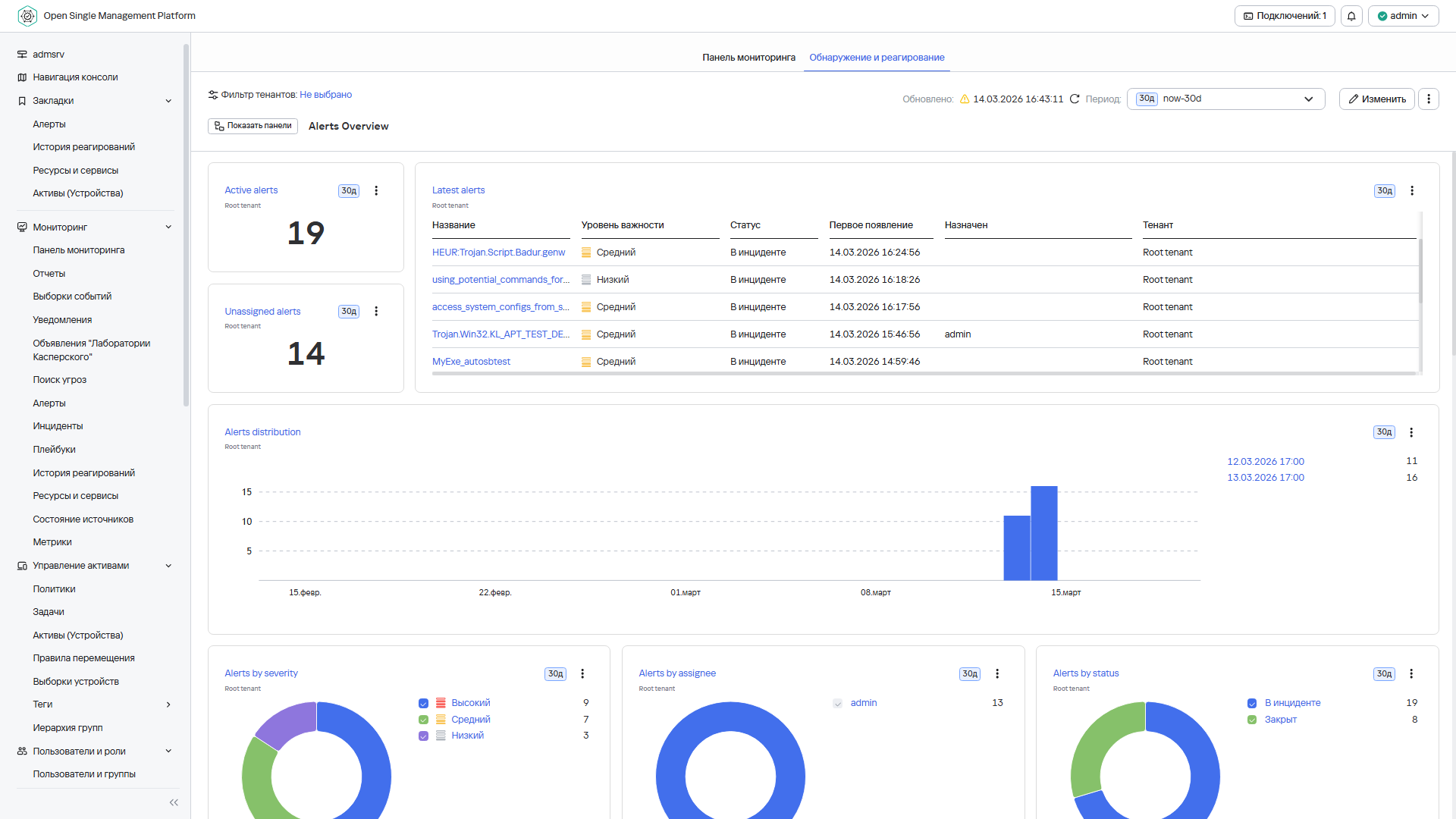 Интерфейс аналитической платформы — дашборд с навигацией и управлением приложениями