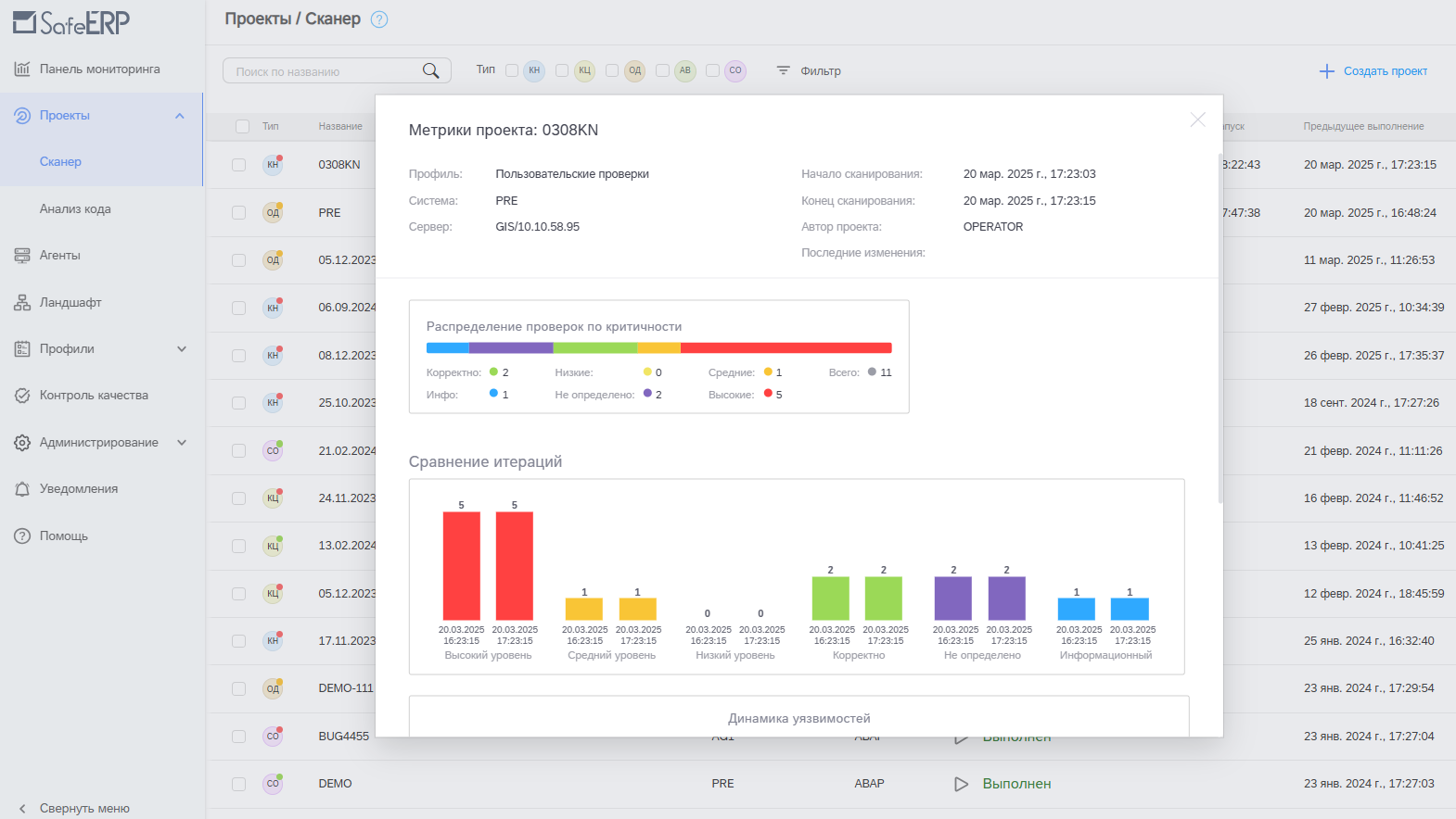SafeERP — дашборд Lenta ERP с отчётом по выручке