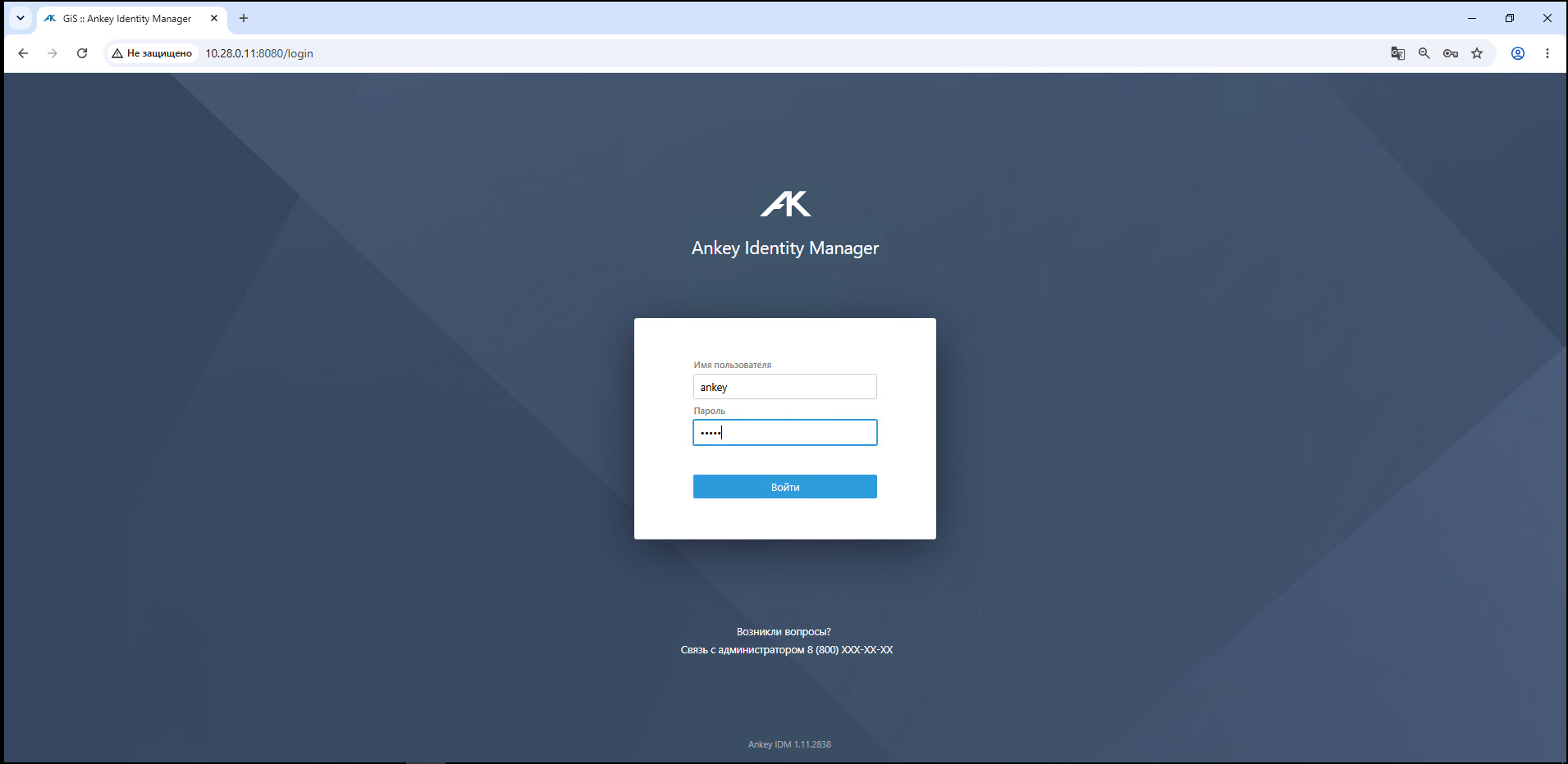 Ankey IDM — страница авторизации AdGuard DNS Manager